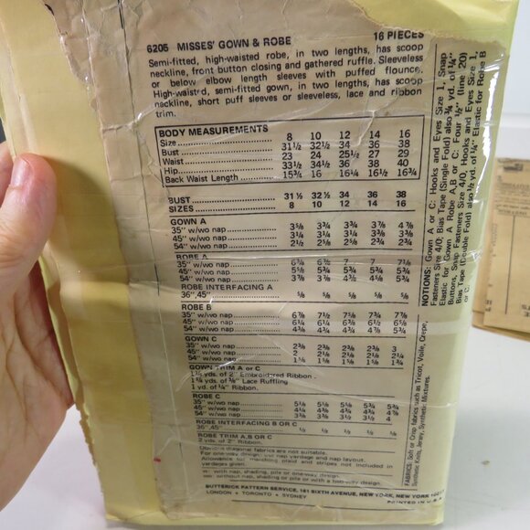 Butterick 6205 sewing pattern size 12 nightgown, robe - Picture 6 of 8